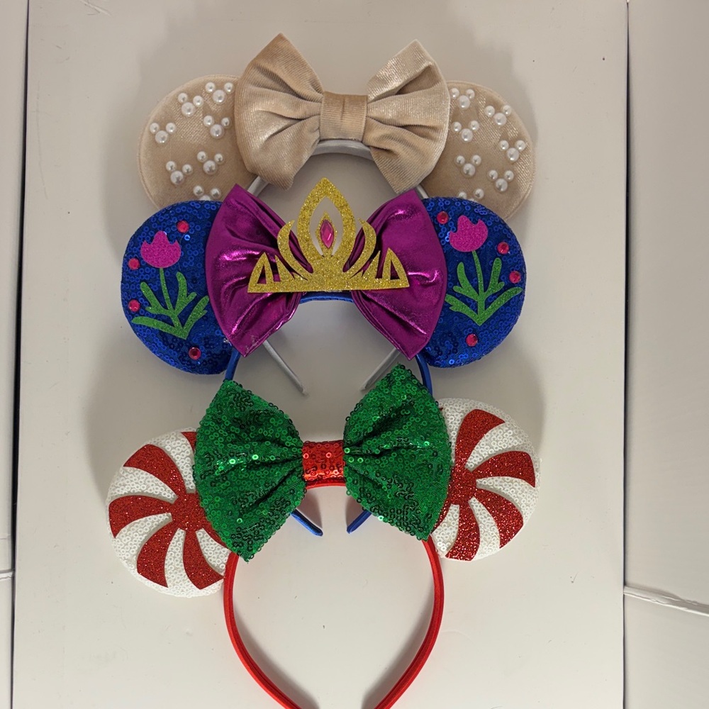 Handmade Festival Ear Headbands - Champagne, Blue, Green/Red